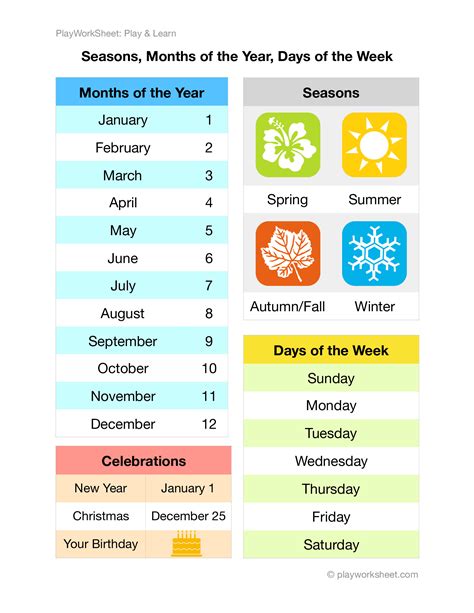 Calendar Seasons Months Dede Consolata