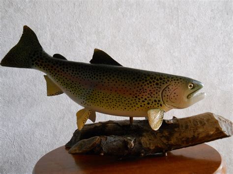 Hand Carved And Painted From Wood Trout Sculpture Etsy