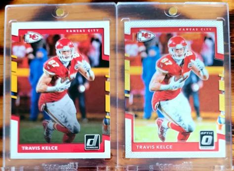 TRAVIS KELCE Kansas City CHIEFS 2017 DONRUSS LOT DE 2 CARTES FOOTBALL