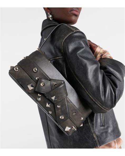 Acne Studios Musubi Studded Leather Shoulder Bag In Black Lyst