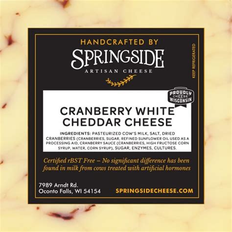 Oconto Falls Wi Springside Cheese Cranberry White Cheddar