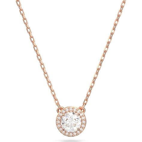 Swarovski Constella Pendant Round Cut Pavé White Rose Gold Tone