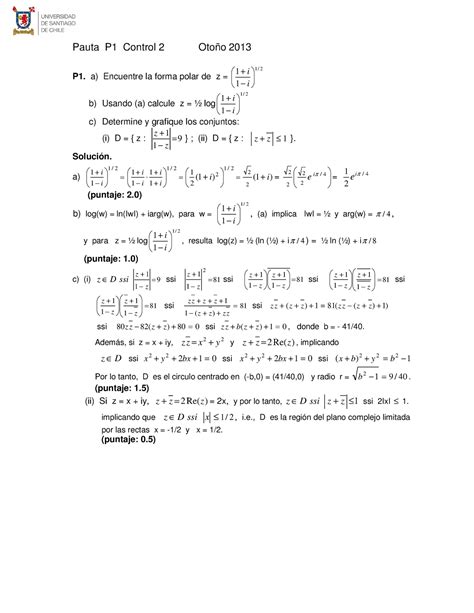 Examen 2013 Preguntas Y Respuestas Pauta P1 Control 2 2013 1 I 2 P1