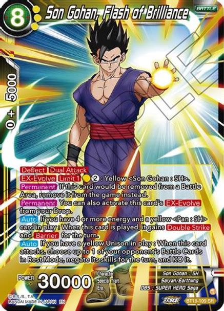 Son Gohan Flash Of Brilliance BT18 109 Dawn Of The Z Legends Super