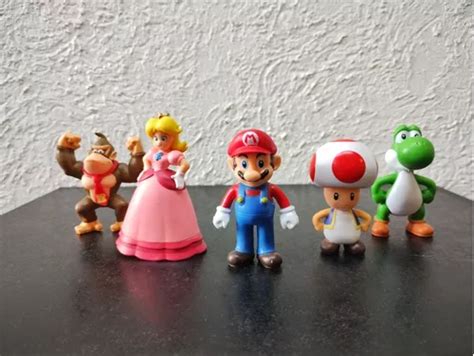 Super Mario Bros Figuras Set 5pzs Mario Yoshi Peach Toad 6cm MercadoLibre