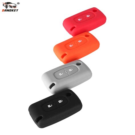 DANDKEY Car Key Silicone Cover 2 Buttons For Peugeot 208 207 308 RCZ