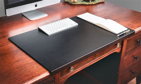 Black Leather Desk Pad With Fixation Lip 30 X 19 Leather Desk Pad