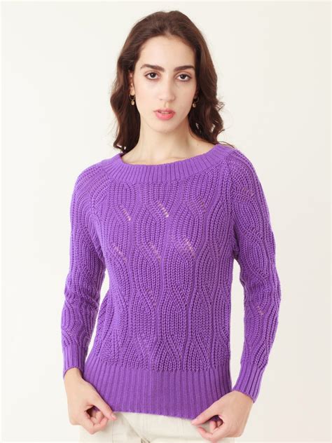 Buy Zink London Boat Neck Cable Knit Acrylic Pullover Sweater