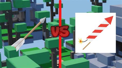 Roblox Bedwars Firework Arrow Vs Simple Arrow Youtube