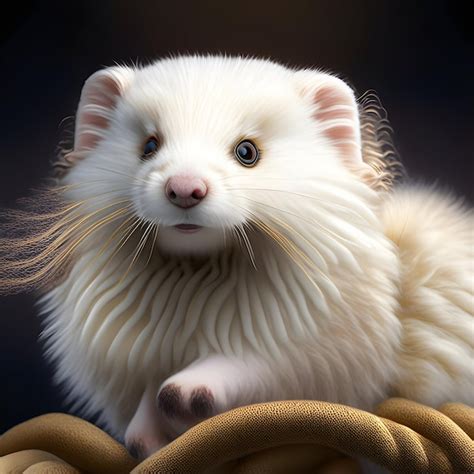 Premium AI Image | 3d Rendering Angora Ferret Animal AI Generative