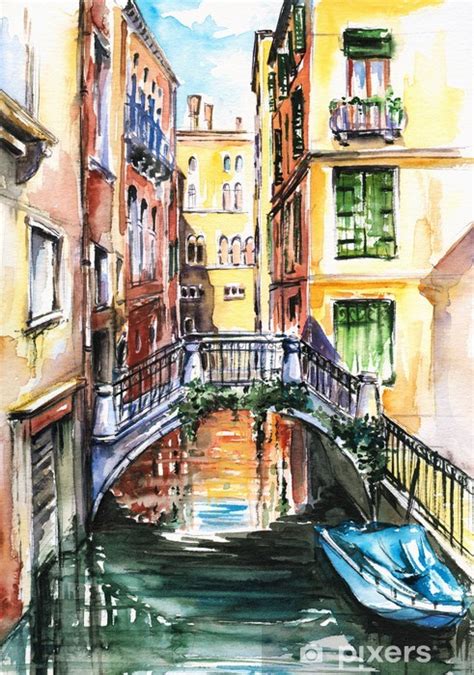 Wall Mural Venice Canal Watercolor Pixers Uk