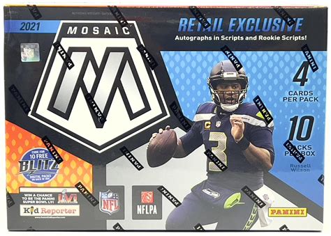 2021 Panini Mosaic Football Mega Box Reactive Yellow Parallels DA