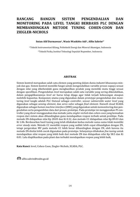 Pdf Rancang Bangun Sistem Pengendalian Dan Monitoring Pada Level Tangki Berbasis Plc Dengan