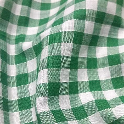 GREEN WHITE Corded Gingham Fabric Polyester And Cotton 1 4 Check