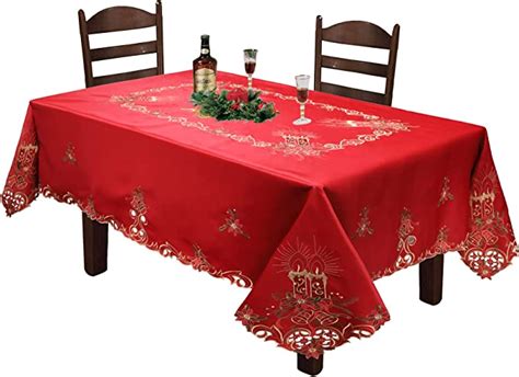 Amazon Creative Linens Holiday Christmas Embroidered Poinsettia