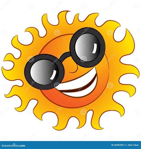 Happy Sun Wearing Sunglasses Stock Vector Illustration Of White Icon 56992957