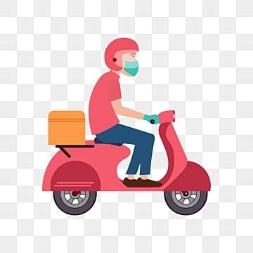 Man Riding Scooter Vector Hd PNG Images Delivery Man Riding Scooter