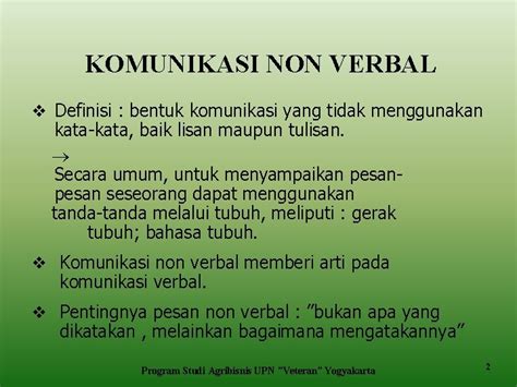 Komunikasi Non Verbal Komunikasi Non Verbal V Definisi