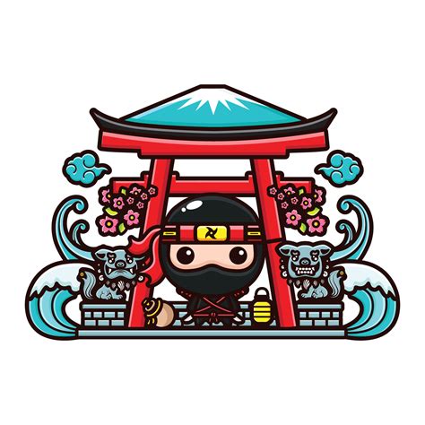 Cute ninja with a Japanese atmosphere 47305276 Vector Art at Vecteezy