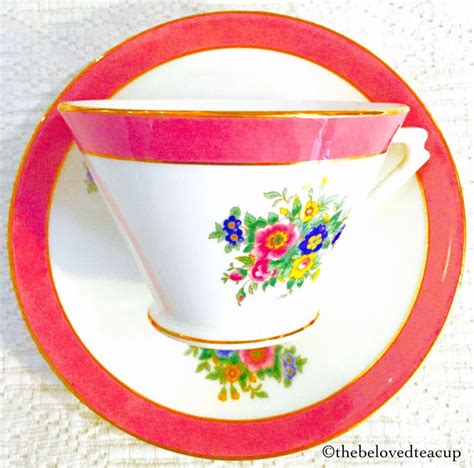 Coalport Art Deco Pink Floral Tea Cup And Saucer Etsy Canada Tea