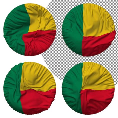 Bandeira do benin forma redonda isolada estilo de ondulação diferente