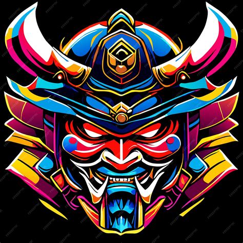 Premium Vector Symbolic Warrior Face Japanese Samurai Mask Vector Art