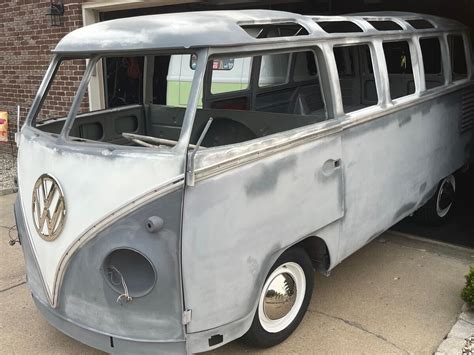 1963 Volkswagen Microbus Van Grey RWD Manual 23 Window Bus Clone For Sale