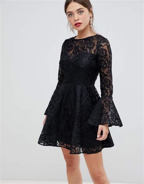 Frock And Frill Lace High Neck Long Sleeve Skater Dress Asos