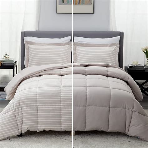 Amazon Bedsure King Size Comforter Set Percale Stripes Down