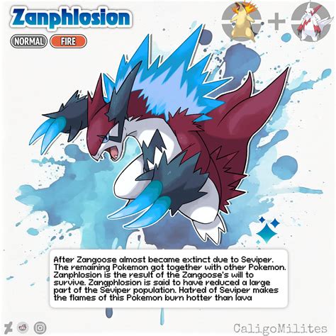 Pokemon Fusion Typhlosion And Zangoose Fakemon By Caligomilites On