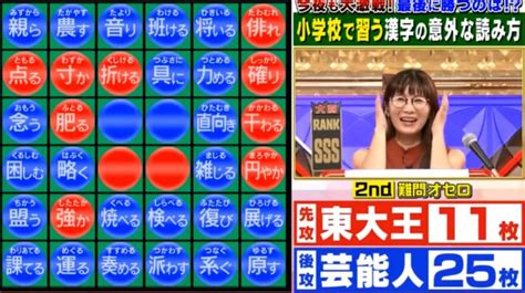 【小学生で習う漢字の意外な読み方】難問オセロ 東大王 令和2年10月14日 放送分│プラスネット