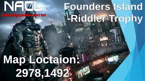 BATMAN ARKHAM KNIGHT Founders Island Riddler Trophy Map