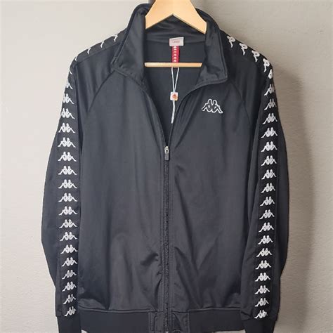 kappa jackets coats vintage kappa mens black  white logo