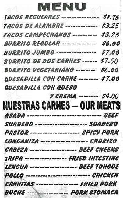 Menu At Tacos Garcia Restaurant Napa