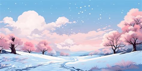 Premium AI Image | winter background in anime style