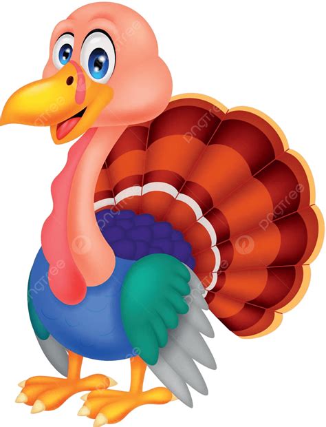 Cute Turkey Cartoon Fowl Vector Smiling Vector, Fowl, Vector, Smiling
