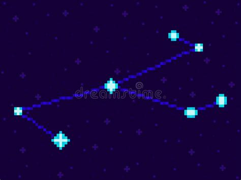 Monoceros Constellation In Pixel Art Style 8 Bit Stars In The Night