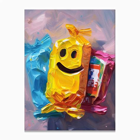 Smiley Face Oil Painting 1 Canvas Print by PopArt Pals - Fy