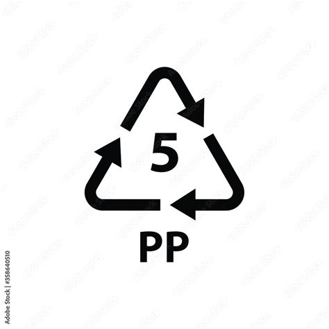 Plastic recycling symbol PP 5 , Plastic code , vector illustration ...