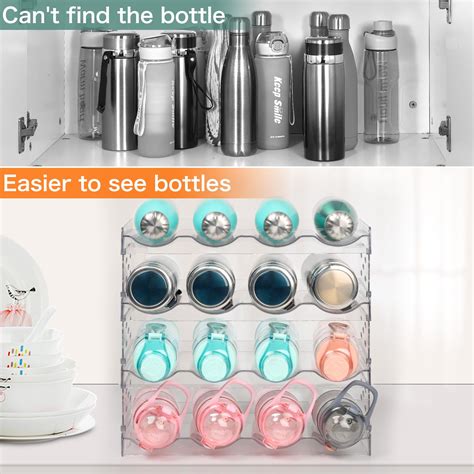 JUPELI Water Bottle Rack 4 Pack Plastic Stackable Tumbler Organizer