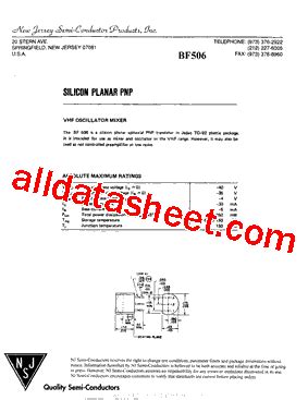 Bf Datasheet Pdf New Jersey Semi Conductor Products Inc