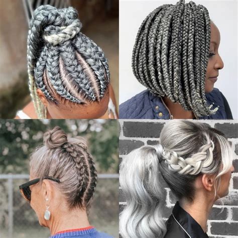 40 Unique Braided Hairstyles for Gray Hair & Gray Box Braids