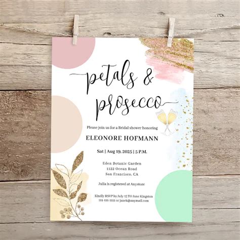 Budget Petals Prosecco Bridal Shower Invitation Zazzle