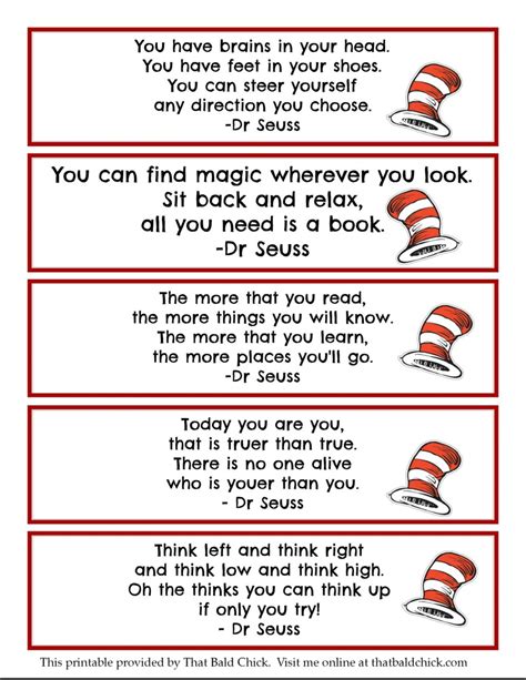 13+ Dr Seuss Printables + free bookmarks — That Bald Chick®