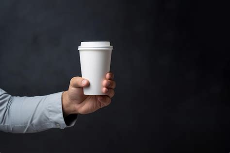 Premium Ai Image White Paper Coffee Cup Mockup In Man S Hand