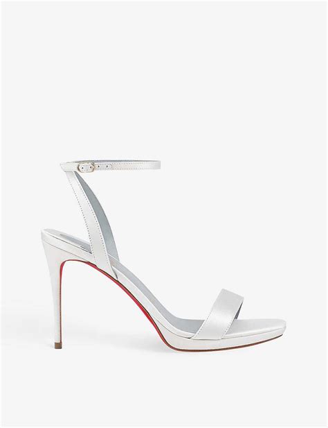 Christian Louboutin Loubi Queen Satin Heeled Sandals In White Lyst