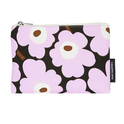 Marimekko Unikko Lilac Brown Zip Pouch Marimekko Cosmetic Bags