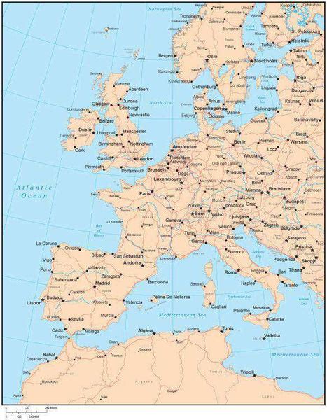 Western Europe Political Map With Capitals