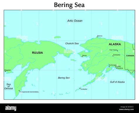 Bering Sea map Stock Photo - Alamy