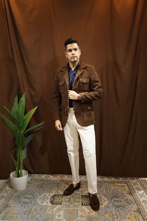 Corduroy Safari Jacket Safari Jacket Gentleman Style Sports Blazer